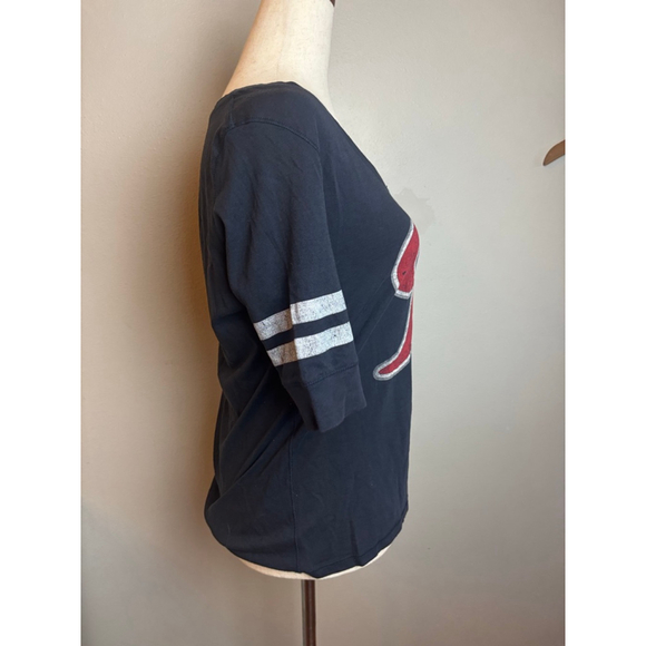 Women's 47 Brand Black Red Short Sleeve Tee S Rainier MLB baseball Beer Seattle - Picture 2 of 6